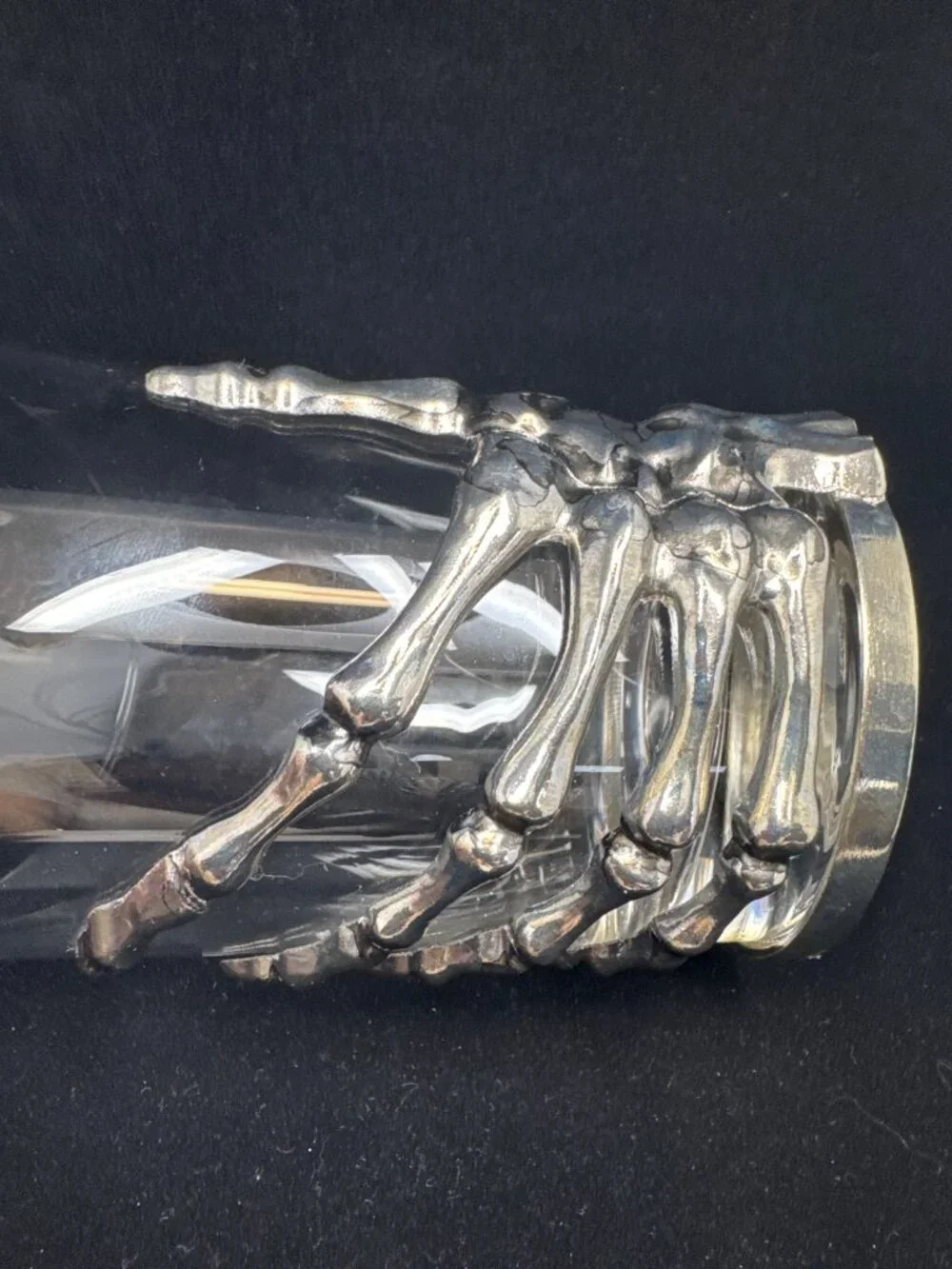 Halloween Skeleton Drinking Glass Tumbler Old Fashioned Metal Bones